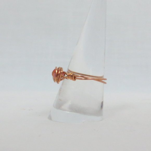 New Copper Wrapped Sun Crystal Hand Crafted Ring - Picture 5 of 9